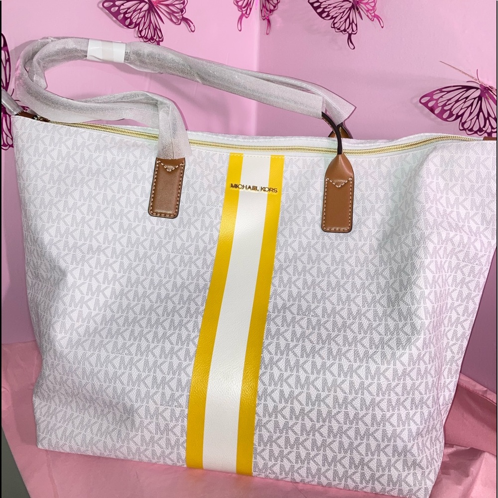 Brand new Michael Kors 	
Large Logo Stripe Tote Bag.